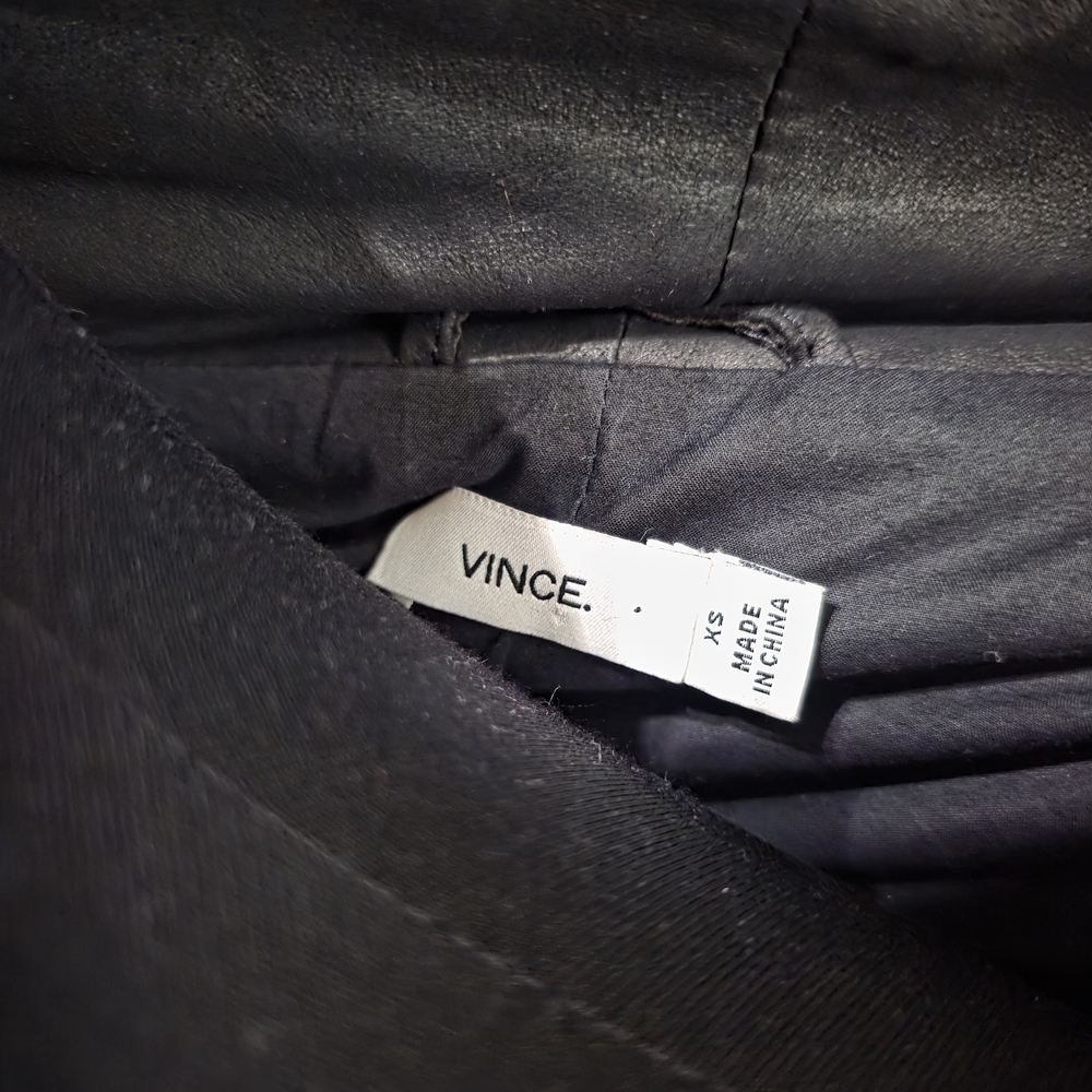Vince Black Leather Asymmetrical Jacket - Picture 4 of 5